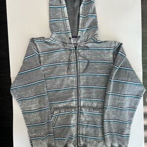 Y2K Striped Gray Dvision Zip-Up Hoodie